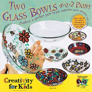 Two Glass Bowls 4 U 2 Paint Kit with Eight Non toxic Water base paint