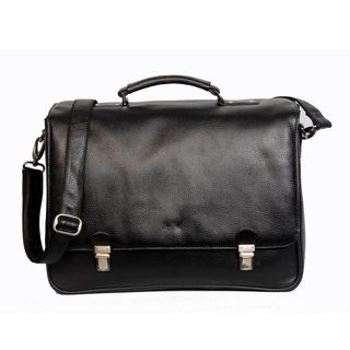 Kozmic Black Pebble Grain Leather Messenger Bag
