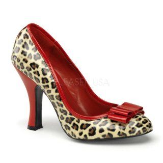 Bow Detail At Toe Tan Faux Leather Red Patent (Cheetah Print) Shoes