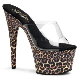 inch Stiletto Heel Leopard Print Platform Slide Clear/Leopard Shoes