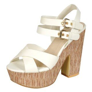 com Reneeze DESIRE 02 Women High Heel Platform Sandals   White Shoes