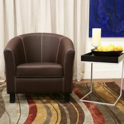 Elijah Dark Brown Faux Leather Modern Club Chair