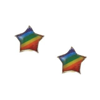 Sterling Silver Rainbow Enamel Pride Star Studs