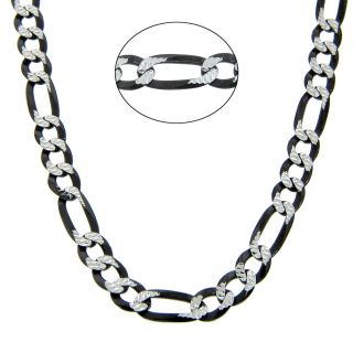 Eternally Haute Sterling Silver 26 in Diamond cut Figaro Chain