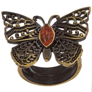 Cam & Zooey Goldplated Simulated Carnelian Butterfly Ring