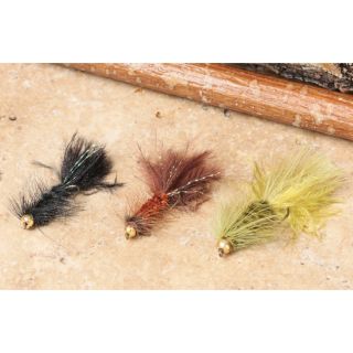 Gold Bead Wooly Bugger Fishing Flies (Set of 12)