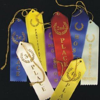 2nd Place (Red) Award Ribbons w/Card & String Sports