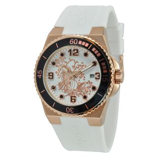 Ed Hardy Womens Gold Steel Dive Immersion Koi Watch