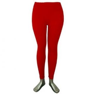 Stretchy Red Plain Ankle Length Leggings Tights Clothing