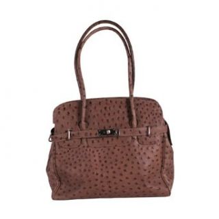 Italian Leather Handbag in Ostrich Cognac Clothing
