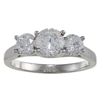 Sterling Silver Clear Cubic Zirconia 3 stone Ring
