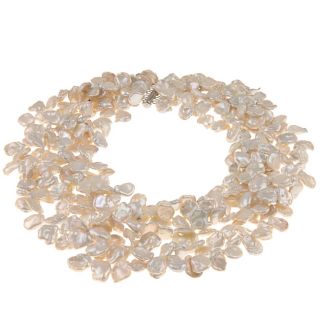 White Keshi Five strand Pearl Necklace (11 13 mm)