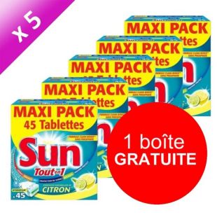 SUN Pack de 45 tablettes Tout en 1 Citron x 5   Achat / Vente PRODUIT