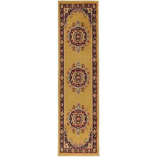 Paterson Collection Oriental Medallion Gold Runner Rug (111 x 611