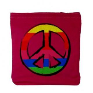 Peace Sign Pink Canvas Tote Bag with Handles, 8 1/2