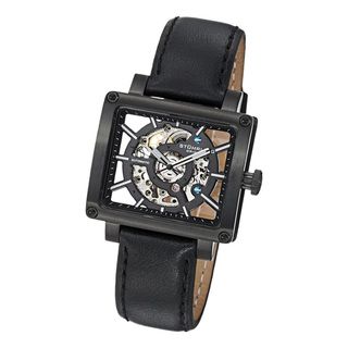 Stuhrling Original Womens Lady Axis Automatic Black Leather Strap