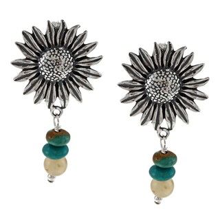 Southwest Moon Sterling Silver Sunflower Multi gemstone Post Earrings