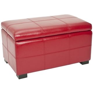 Madison Red Bicast Leather Indoor Storage Bench