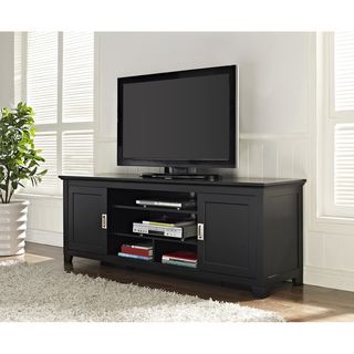 Black 70 inch Wood TV Stand with Sliding Doors