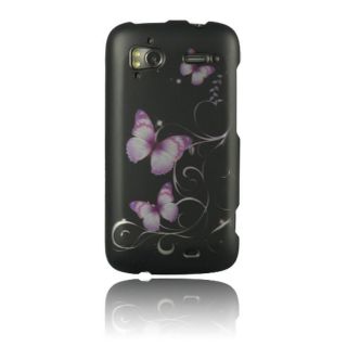 Luxmo Purple Butterfly Rubber Coated Case for HTC Sensation 4G