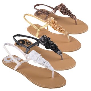Journee Collection Womens Sequin Accent T strap Sandals
