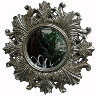 Silver Traditional Decorative Round Framed Mirror