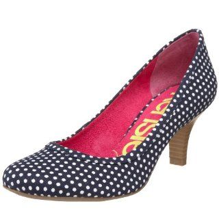 kensiegirl Womens Lisa Cotton Round Toe Pump,Navy/White,6 M US Shoes
