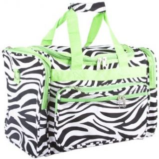 Green Trim Zebra Travel Duffle Bag   16 inch Clothing