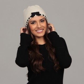 Portolano Womens Ivory/ Black Cashmere Bow Hat