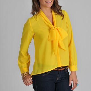 Pink Collection Womens Bow tie Yellow Blouse
