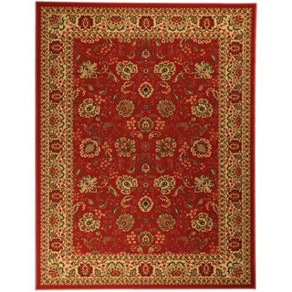 Non Skid Ottohome Burgundy Floral Traditional Area Rug (33 x 5