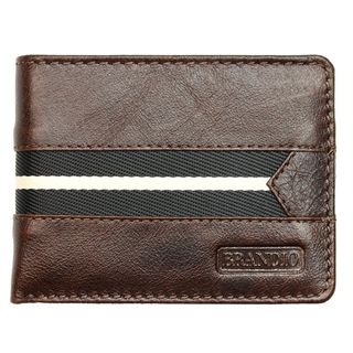 Brandio Fashion Mens Leather Wallet Bi fold in Brown Black Design