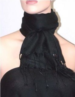 Fantastic pashmina oblong scarf with fringe in black