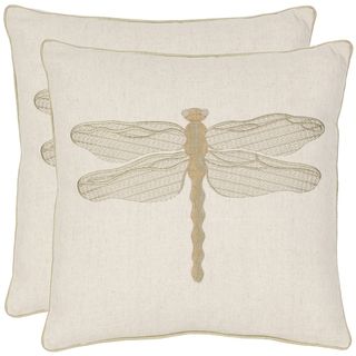Dragonfly 18 inch Cream/ Green Decorative Pillows (Set of 2