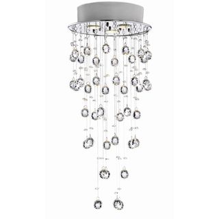 Floating Crystal Bubble and Chrome Compact Flush Mount Chandelier