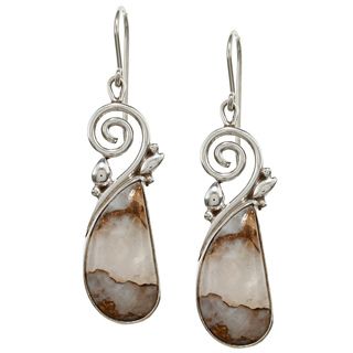 Sterling Silver Abstract Agate Stone Earrings (Nepal)
