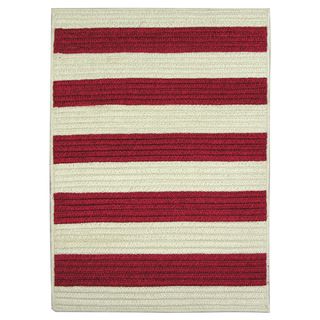 Nautical Stripe Red Braided Rug