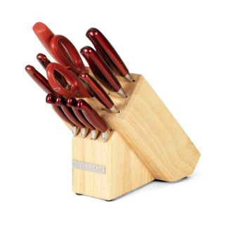 KitchenAid 12 pc Pearlized Candy Apple Red Convex Knife Block Set
