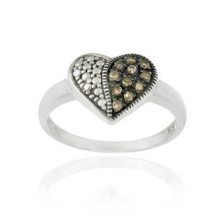 DB Designs Sterling Silver 1/8ct TDW Champagne Diamond Heart Ring