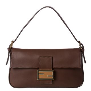 Fendi Womens Brown Leather Baguette Bag Interchangeable Straps