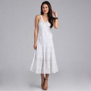 Sasha Collection Womens White Crochet Bustline Maxi Dress