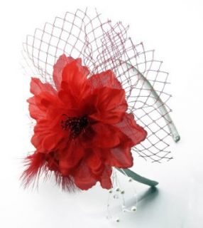 KCMODE Womens Red Vintage Style Flower Fascinator Hairband