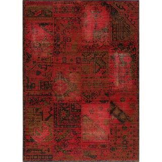 Hamadan Patchwork Red Wool Rug
