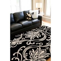 Hand tufted Tux Damask Pattern Wool Rug (9 x 13)