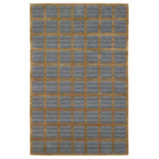 Hand knotted Agra Mini Squares Blue Wool Rug (5 x 8)