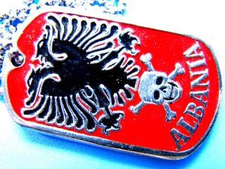 ALBANIA FLAG MILITARY DOG TAG EAGLE SKULL ARMY PENDANT