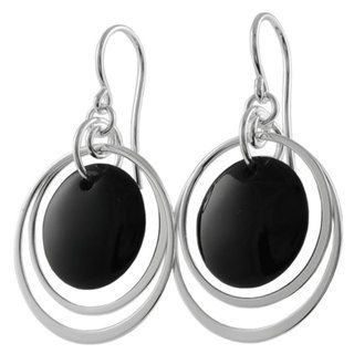 Tressa Sterling Silver Black Onyx Shepherds Hook Earrings