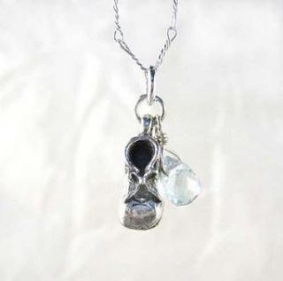 Sterling Silver Baby Bootie Charm and Crystal Necklace