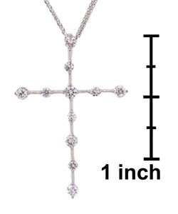 18 kt. White Gold Floating Diamond Cross Pendant (.52TDW)