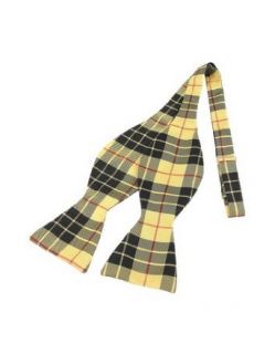 Forzieri Yellow & Black Plaid Printed Silk Self tie Bowtie